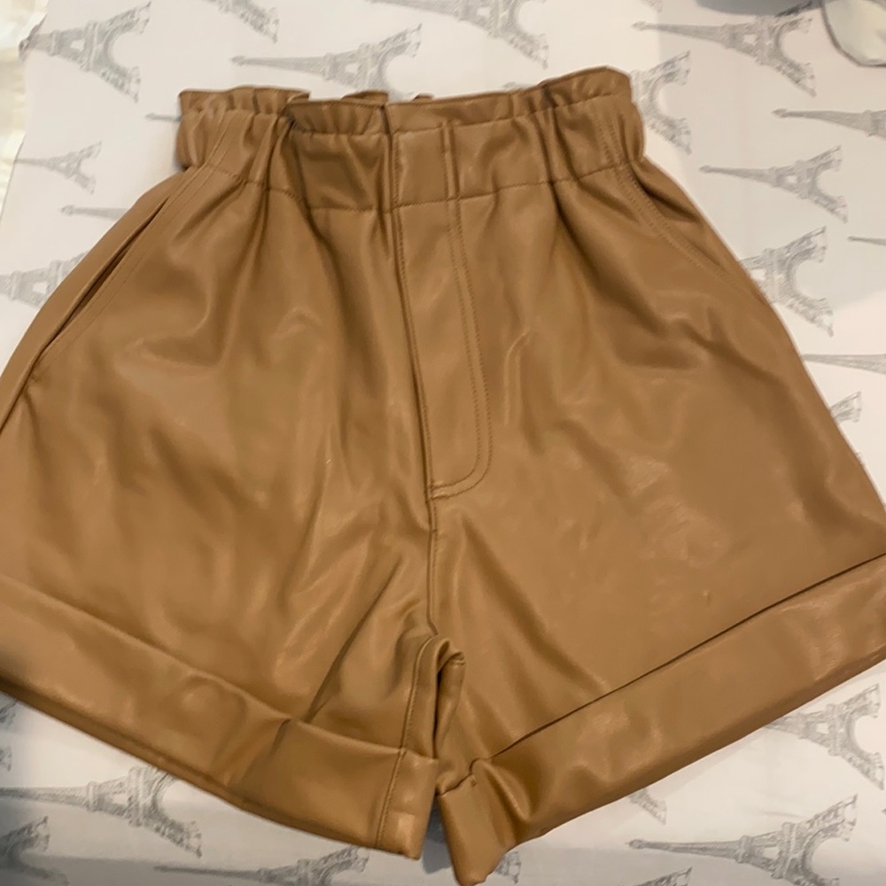 Abercrombie tan leather shorts